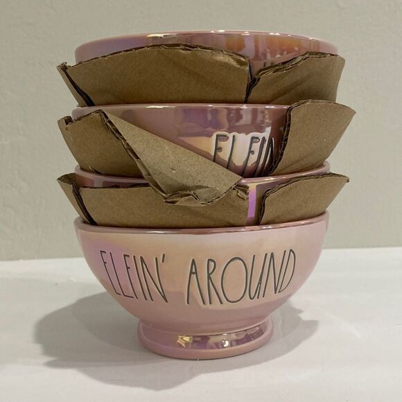 Rae Dunn Ceramic glazed Pink Iridescent "Elfin Around" Bowls 12oz CHRISTMAS - Picture 2 of 10